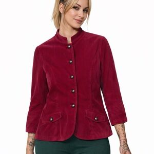 (A4)‎ Coldwater Creek cranberry corduroy Blazer, Size 16